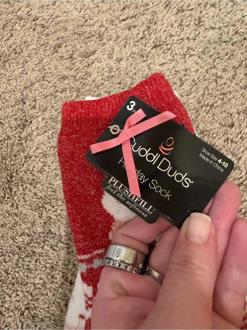 Cuddl Duds 2 pack socks - Red Snowman Pattern Socks & Polka Dot